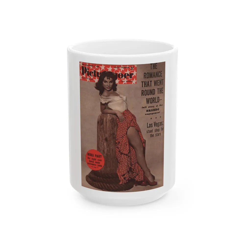 Debra Paget #511 - Debbie Picturegoer 12-11-54 Mag. Cover Promo Pic from ''The Gambler From Natchez'' '54 (Vintage Female Icon) White Coffee Mug-15oz-Go Mug Yourself