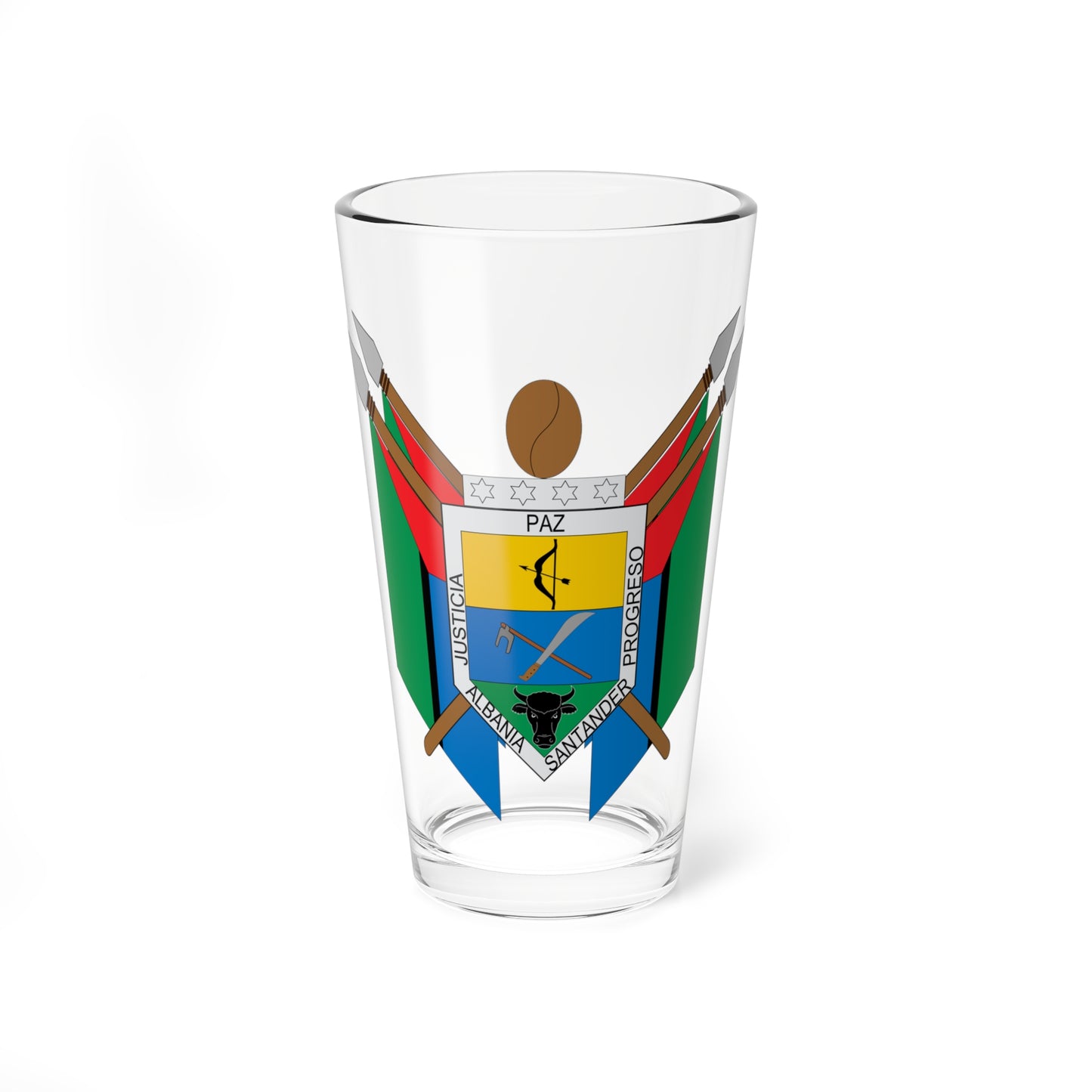 Escudo de Albania Santander (Colombia) (Coat of Arms) Pint Glass 16oz