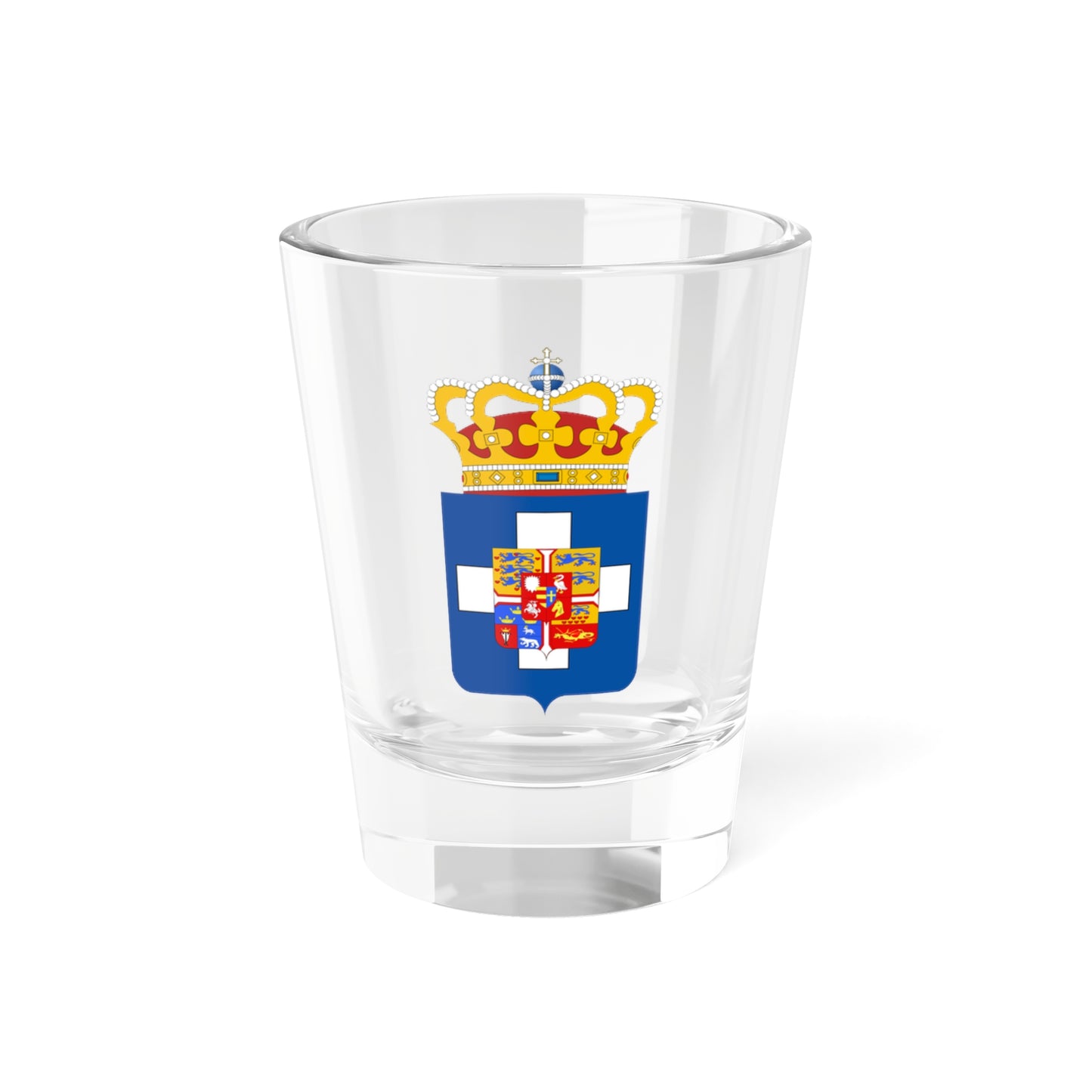 King of Greece Arms (Denmark) (Coat of Arms) Shot Glass 1.5oz