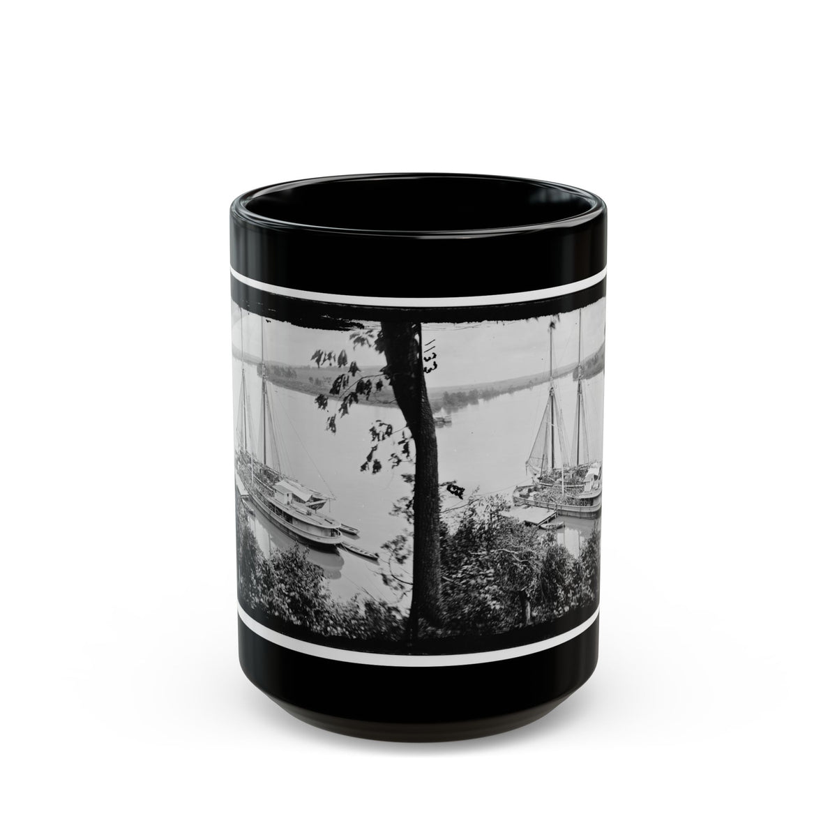 Drewry's Bluff, Va. Federal Transports With Cargoes Of Artillery On The James (U.S. Civil War) Black Coffee Mug
