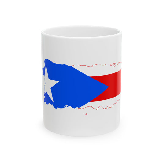 Flag-map of Puerto Rico (United States) White Coffee Mug