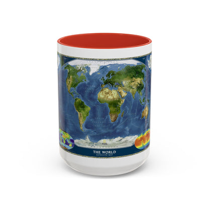 World Map - Satellite (2001) (Map) Accent Coffee Mug