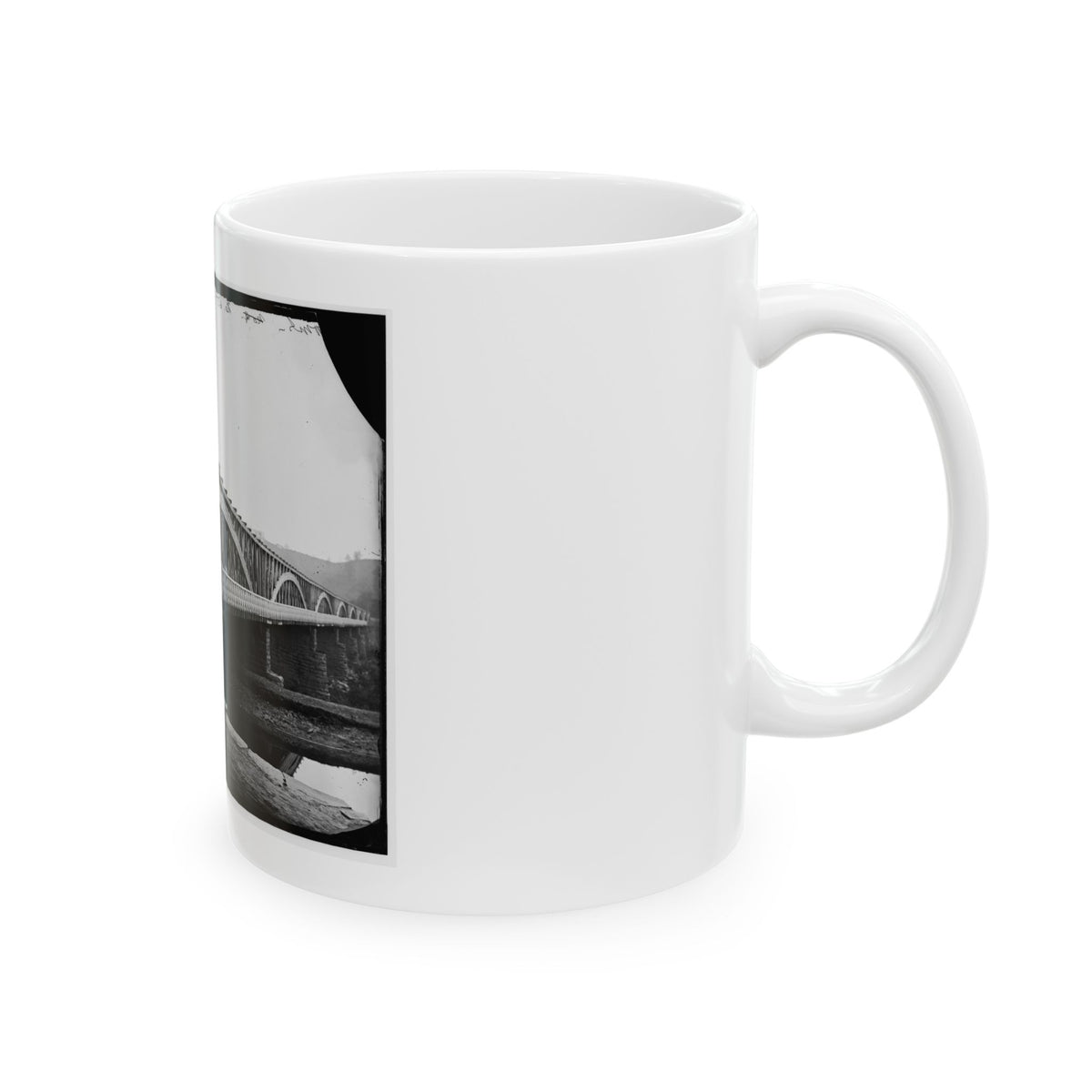 Washington, D.C. Chain Bridge Over The Potomac; Chesapeake And Ohio Canal In Foreground (U.S. Civil War) White Coffee Mug