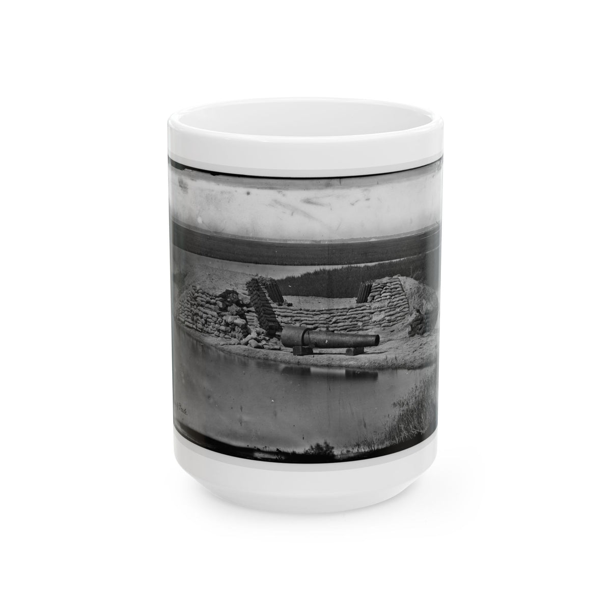 Morris Island, South Carolina. Battery Hays. One 8-Inch Parrot Rifle Dismounted. Breaching Battery Against Fort Sumter (U.S. Civil War) White Coffee Mug
