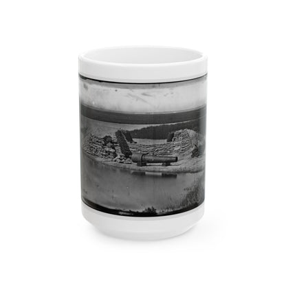 Morris Island, South Carolina. Battery Hays. One 8-Inch Parrot Rifle Dismounted. Breaching Battery Against Fort Sumter (U.S. Civil War) White Coffee Mug