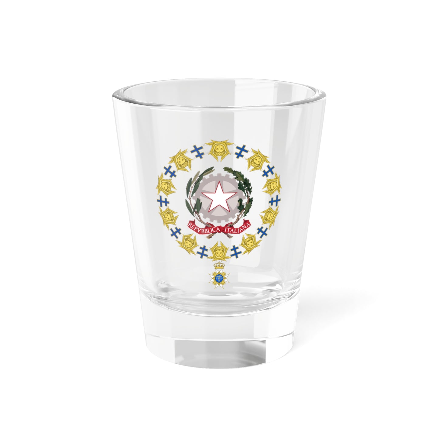 Generic Emblem of Italy Order of the Seraphim (Sweden) (Coat of Arms) Shot Glass 1.5oz