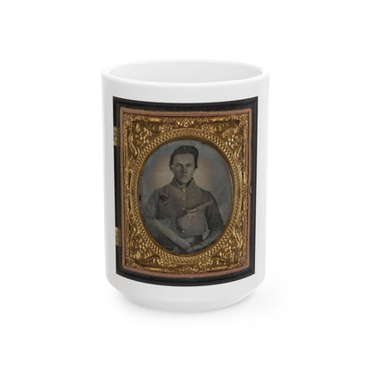 Soldier Named E.F. Powell In Confederate Uniform With Bowie Knife And Revolver (U.S. Civil War) White Coffee Mug