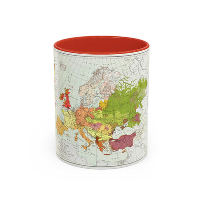 Europe & Adjoining Asia & Africa - The Races of (1919) (Map) Accent Coffee Mug