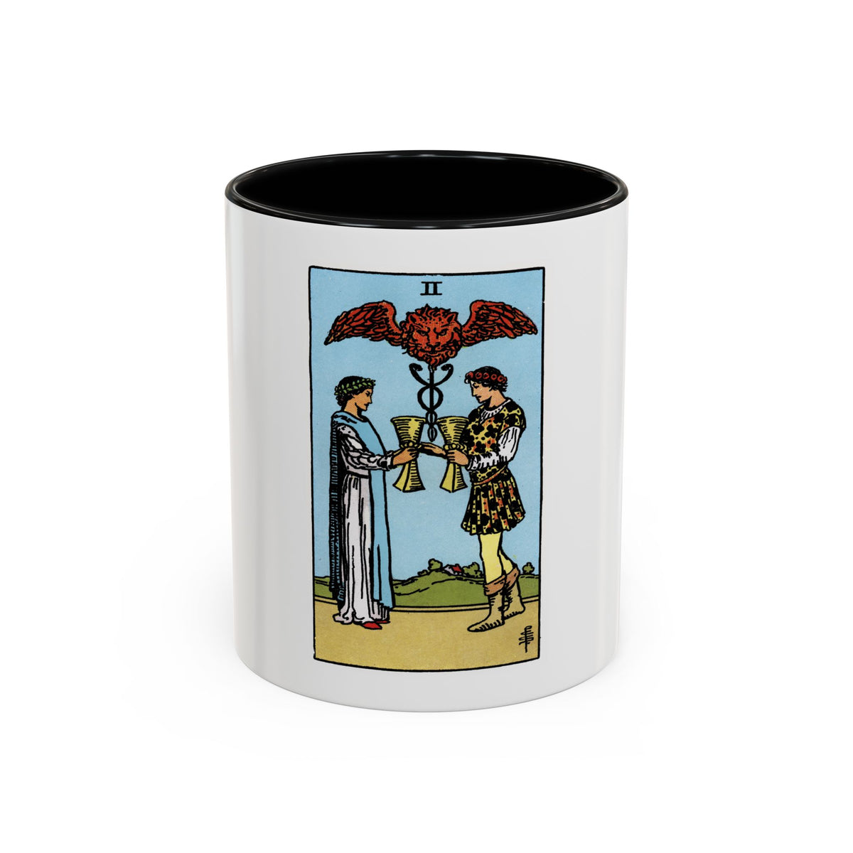 The 2 of Cups (Tarot Card) Accent Coffee Mug