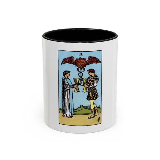 The 2 of Cups (Tarot Card) Accent Coffee Mug