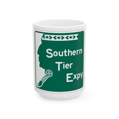 Southern Tier Expressway (New York) (Road Sign) White Coffee Mug