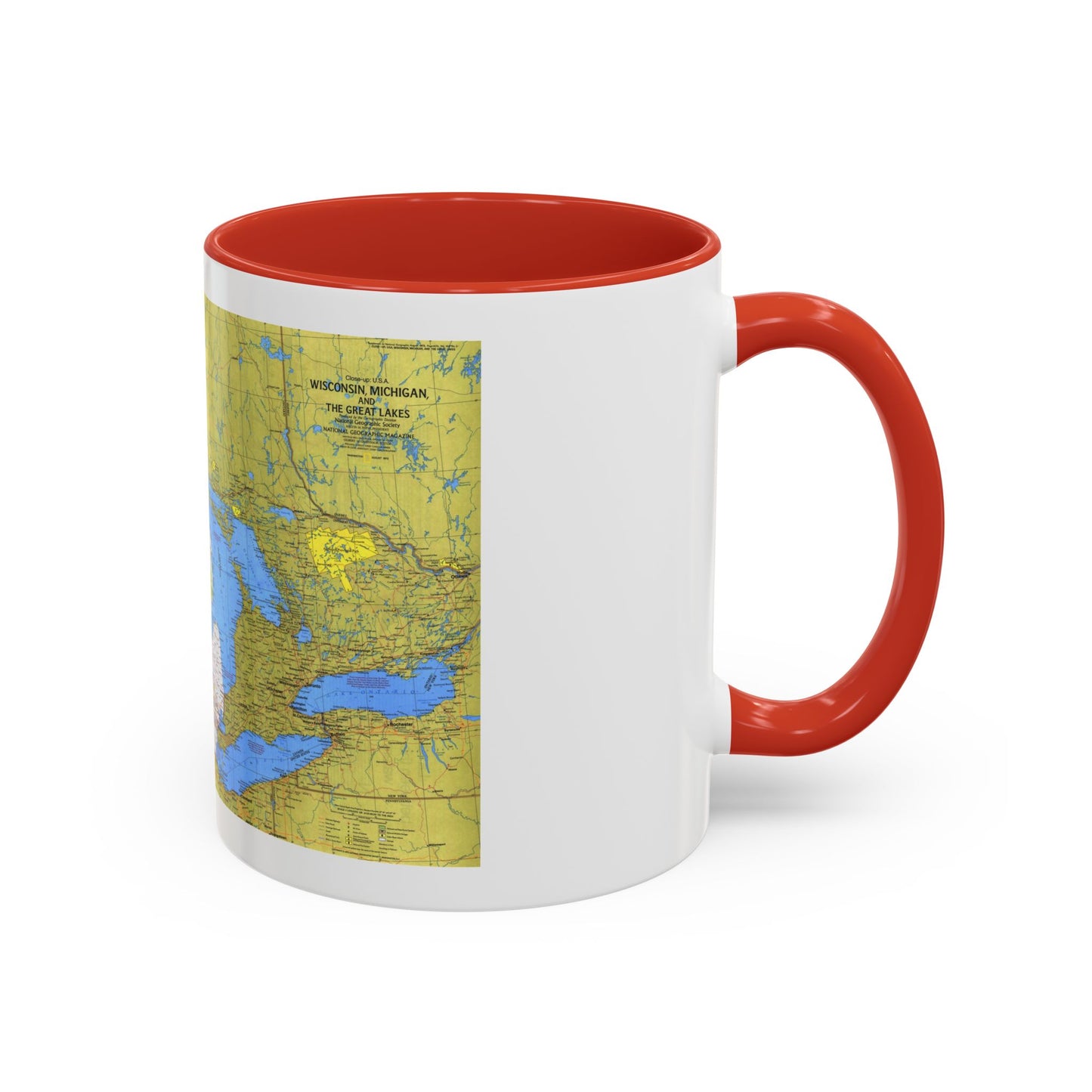 USA - Wisconsin, Michigan ,Great Lakes 1 (1973) (Map) Accent Coffee Mug
