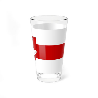 Flag of Belarus 1918 1991-1995 with historic coat of arms (Belarus) (Coat of Arms) Pint Glass 16oz