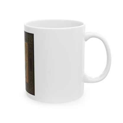 Private William F. Bower Of Company D, 21st Ohio Regiment Infantry Volunteers, With Bayoneted Musket (U.S. Civil War) White Coffee Mug