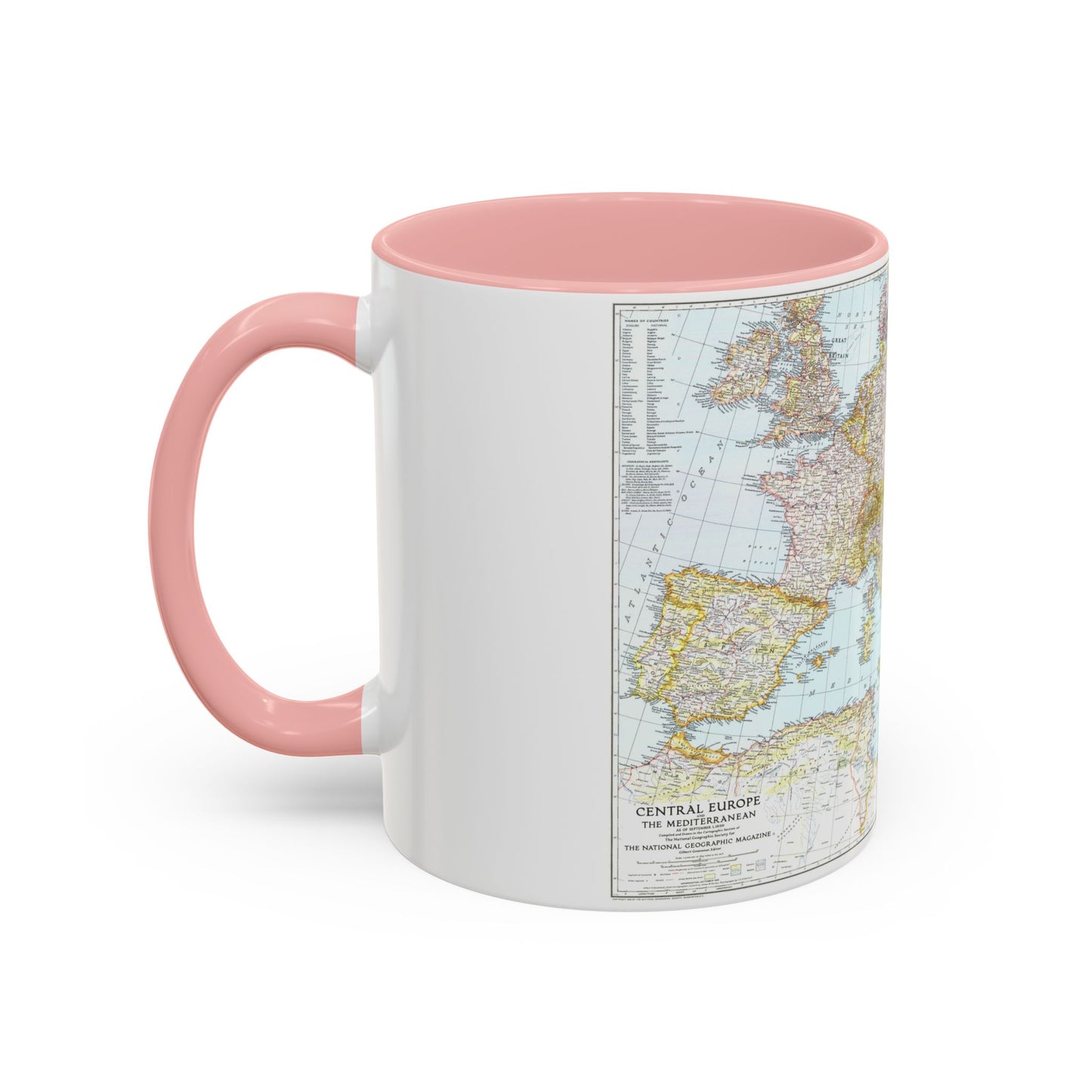 Europe, Central & Mediterranean Sept-1st (1939) (Map) Accent Coffee Mug