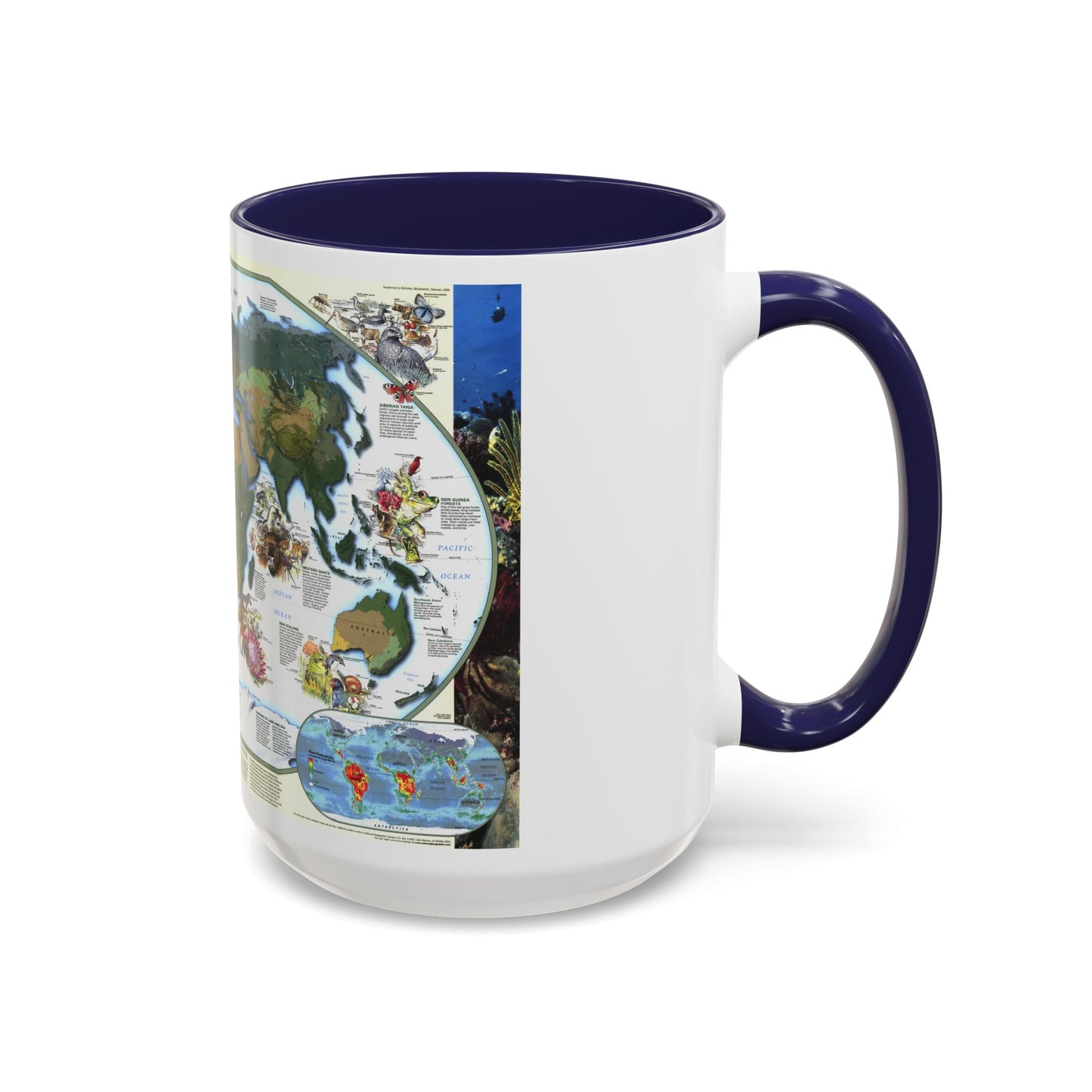 World Map - Diversity of Life (1999) (Map) Accent Coffee Mug