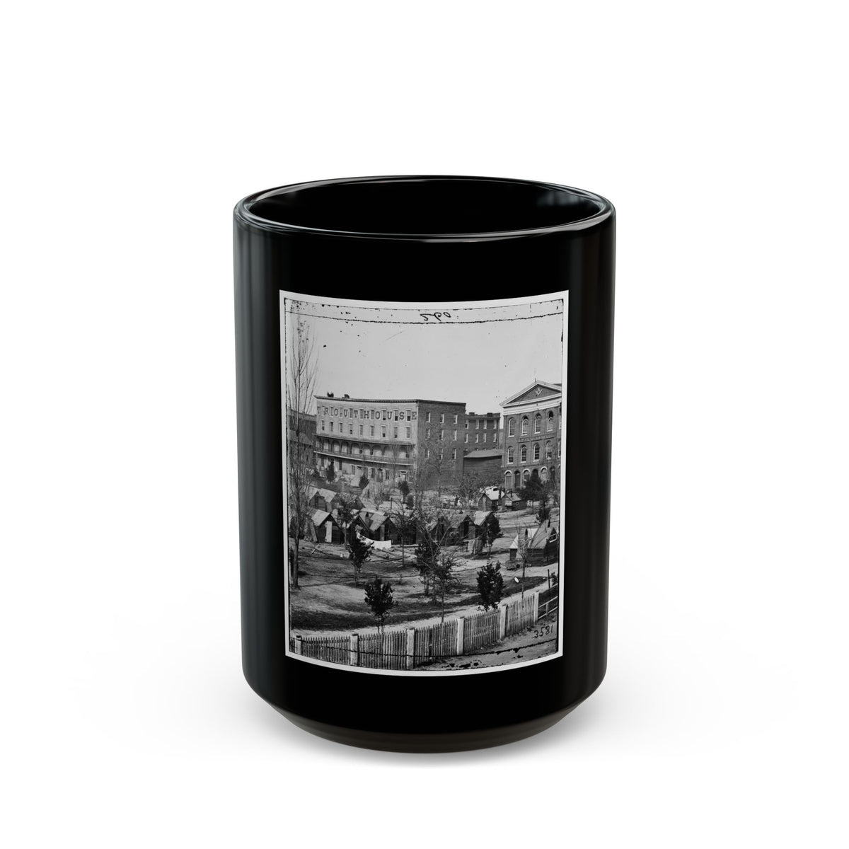 Atlanta, Ga. Trout House, Masonic Hall, And Federal Encampment On Decatur Street (U.S. Civil War) Black Coffee Mug