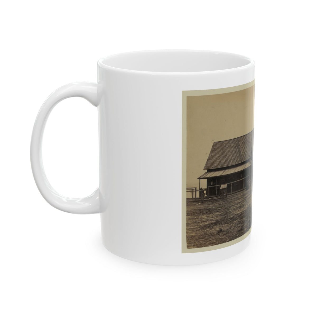 Workers Constructing A Wood Building (U.S. Civil War) White Coffee Mug