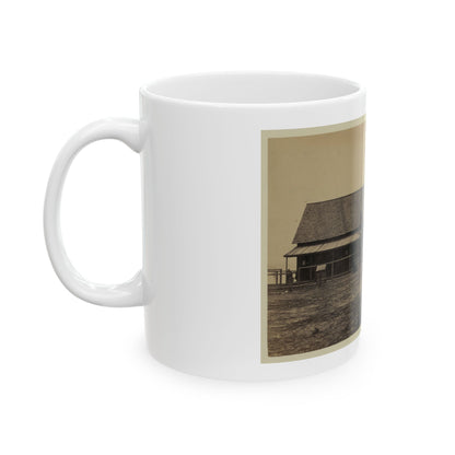 Workers Constructing A Wood Building (U.S. Civil War) White Coffee Mug