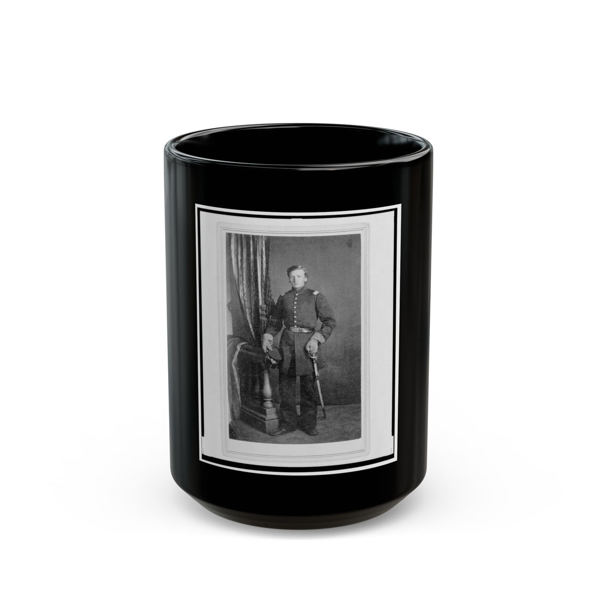 Captain Charles Nagel, Union Officer In The 32nd Indiana Regiment, Full-Length Portrait, Standing, Facing Front (U.S. Civil War) Black Coffee Mug