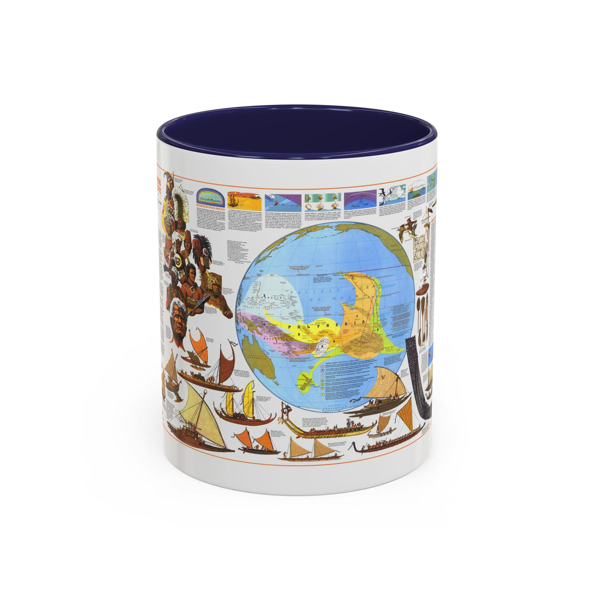 Pacific - Discoverers of the (1974) (Map) Accent Coffee Mug