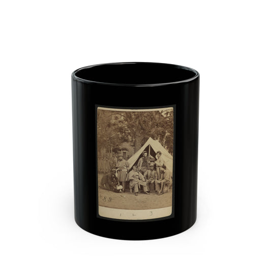Group Portrait Of Soldiers In Front Of A Tent, Possibly At Camp Cameron, Washington, D.C. (U.S. Civil War) Black Coffee Mug