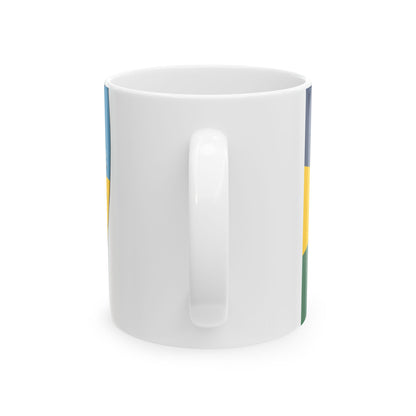 Keystone Flag vertical comparison with Pennsylvania Escutcheon (United States) White Coffee Mug