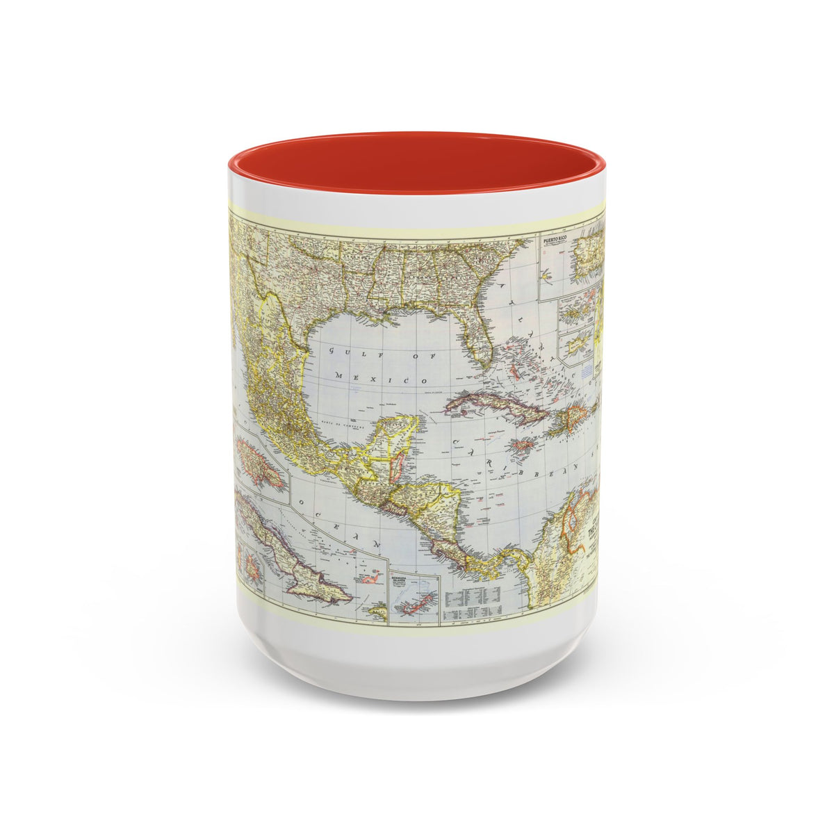 Central America - The Caribbean (1947) (Map) Accent Coffee Mug