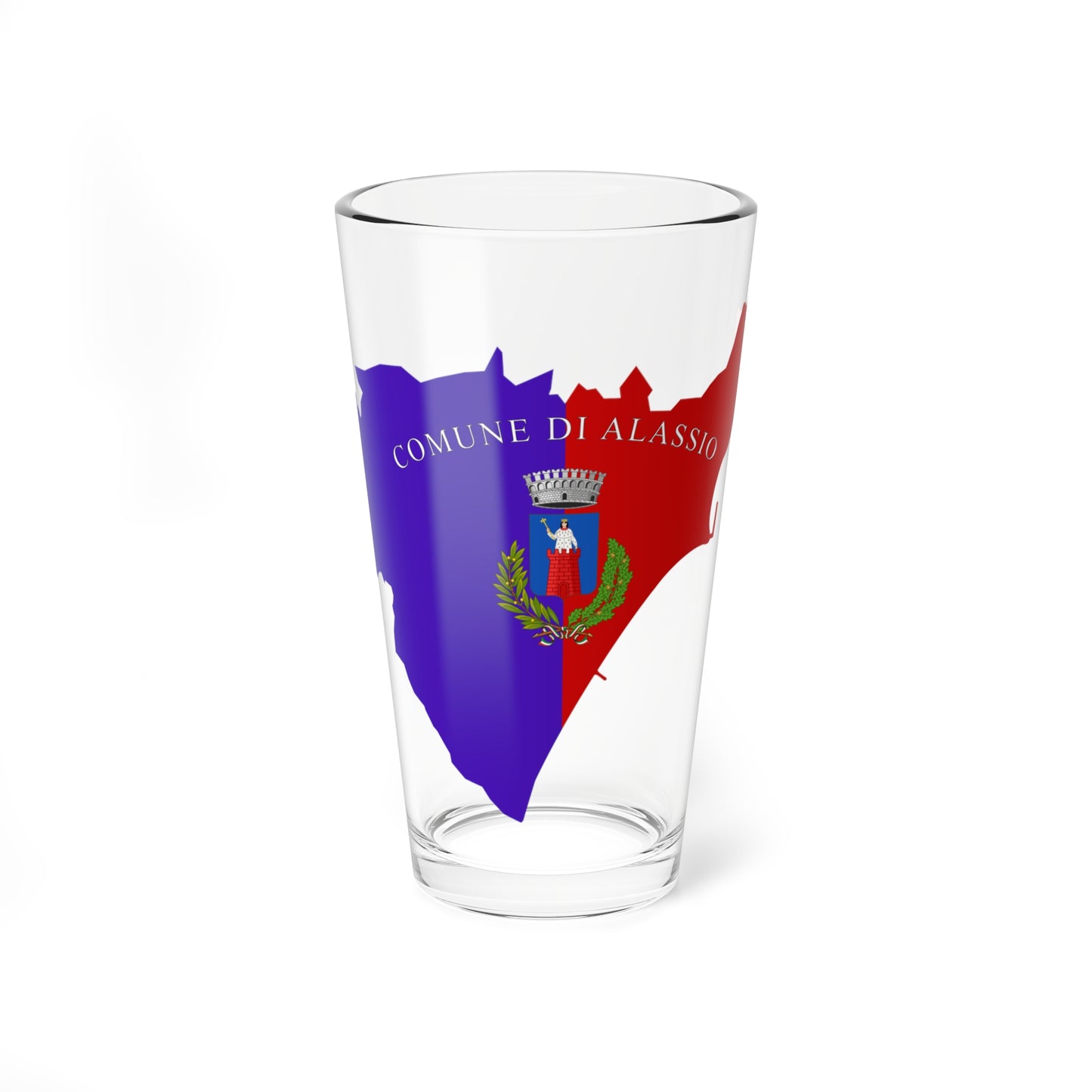 Flag map of Alassio (Italy) Pint Glass 16oz