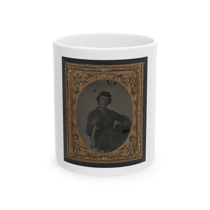Unidentified Soldier In Confederate Uniform And Snake Belt Buckle With Sword (U.S. Civil War) White Coffee Mug