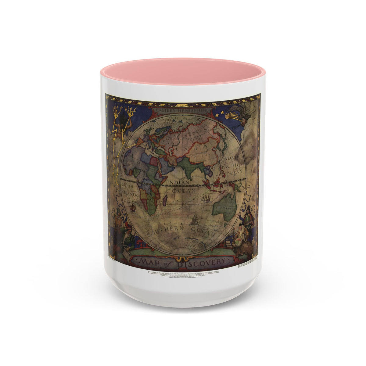 Map of Discovery- Eastern Hemisphere (1928) (Map) Accent Coffee Mug
