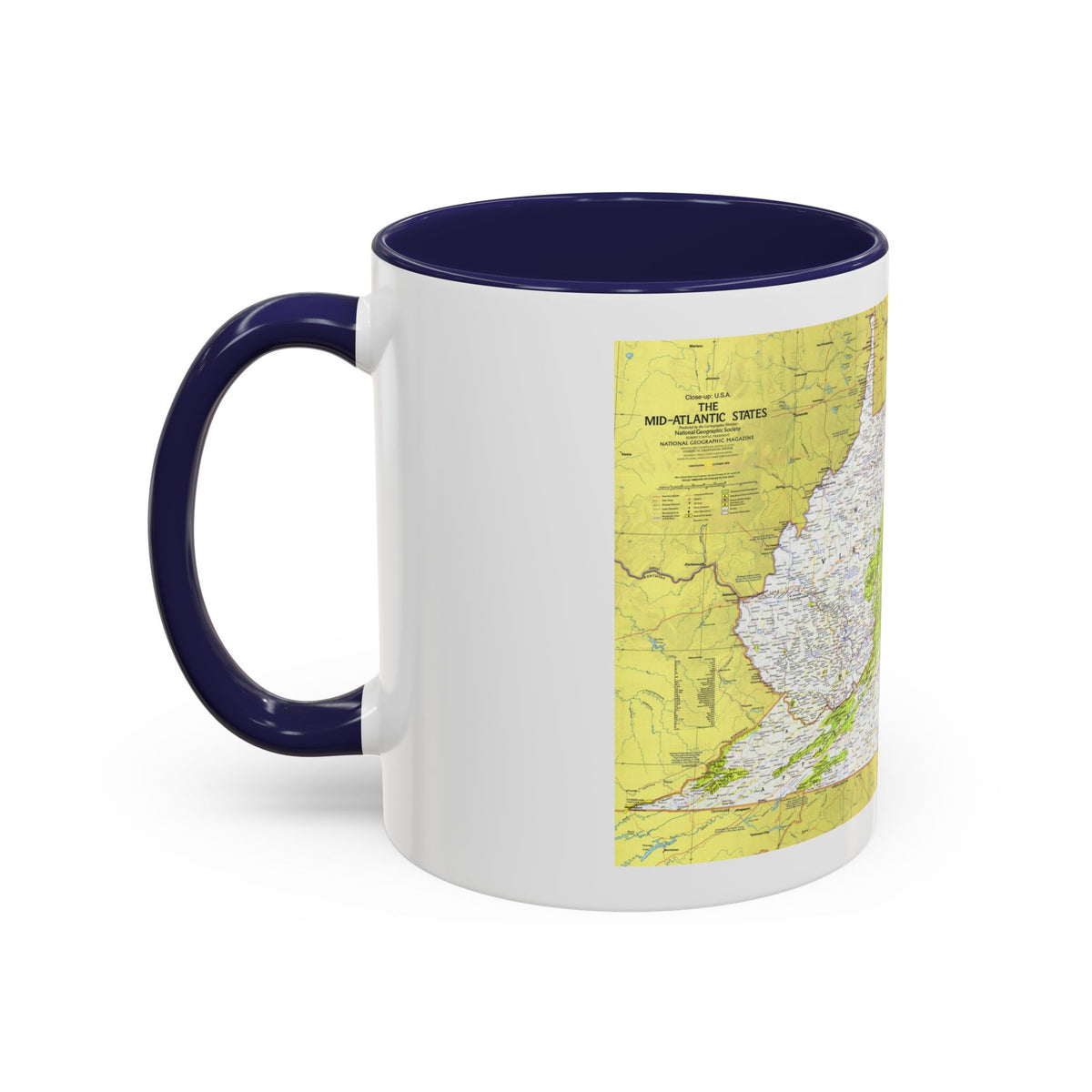 USA - Mid-Atlantic States 1 (1976) (Map) Accent Coffee Mug