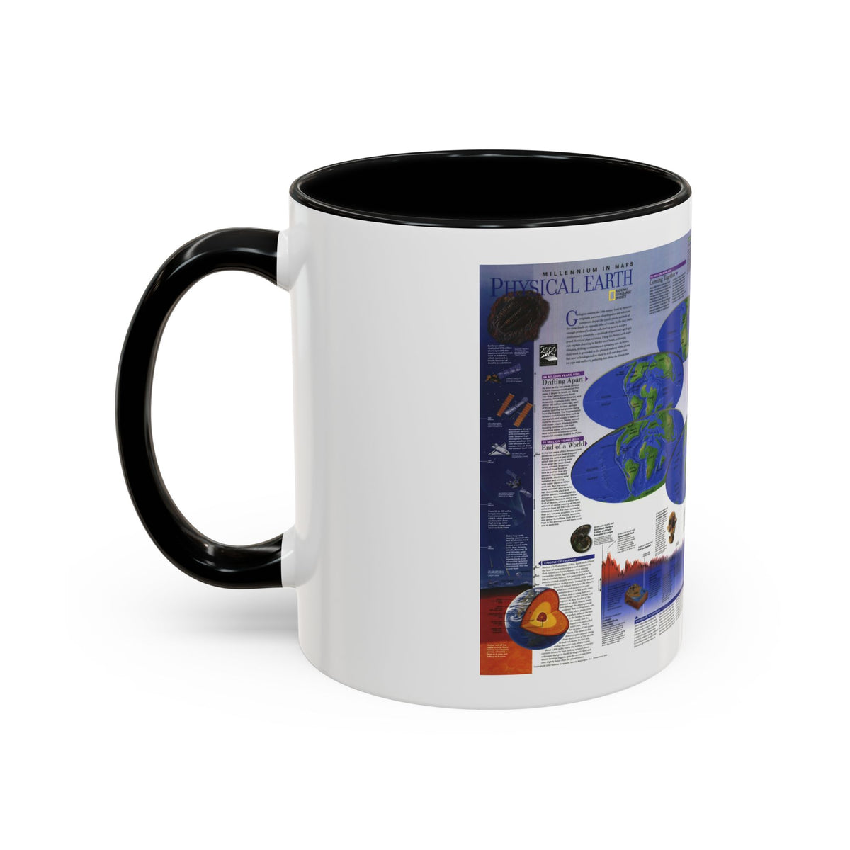 World Map - Physical Earth 2 (1998) (Map) Accent Coffee Mug