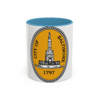 Seal of Baltimore Maryland - Accent Coffee Mug-11oz-Light Blue-Go Mug Yourself