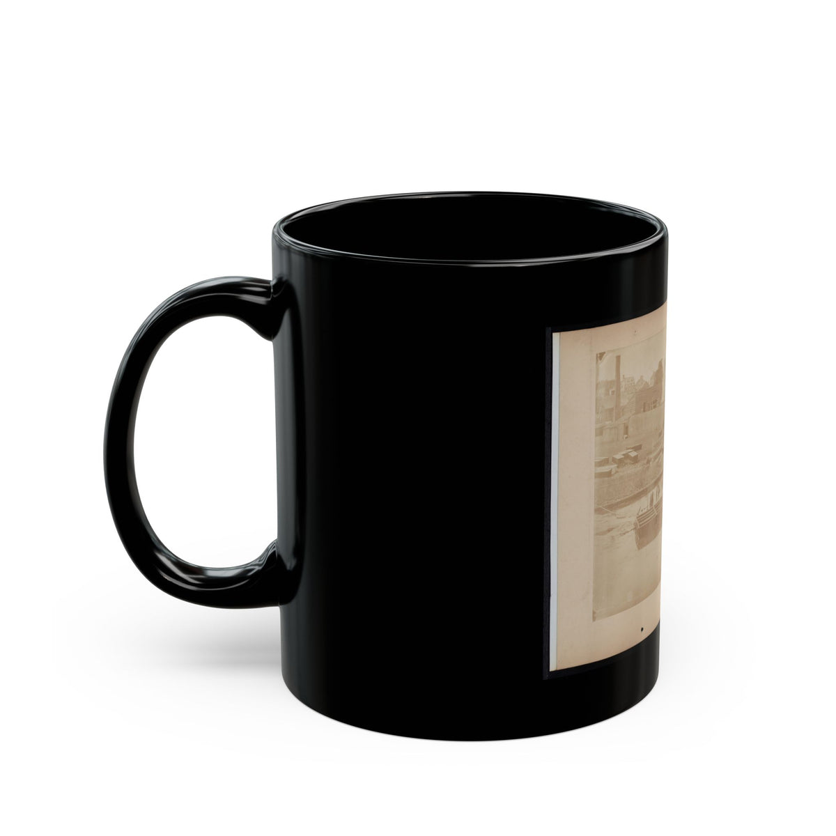 Military Construction In Northern Virginia  Man Rowing Raft Of Blanket Boats On The Potomac River (U.S. Civil War) Black Coffee Mug