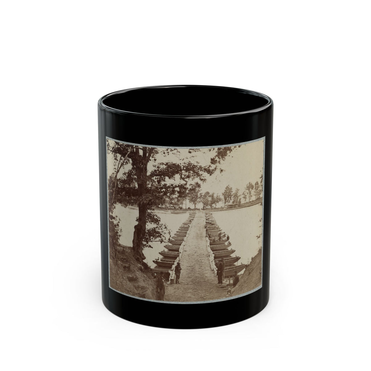 Army Of The James, Pontoon Bridges Across James River At Deep Bottom And Varina 002 (1) (U.S. Civil War) Black Coffee Mug