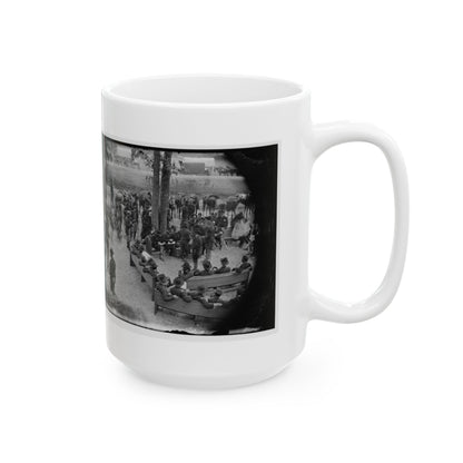 Massaponax Church, Va.  Council Of War   Gen. Ulysses S. Grant (Left End Of Bench Nearest Tree) Writing A Dispatch (U.S. Civil War) White Coffee Mug
