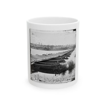 Jones' Landing, Va., Vicinity. Pontoon Bridge Over The James, From The North Bank (U.S. Civil War) White Coffee Mug