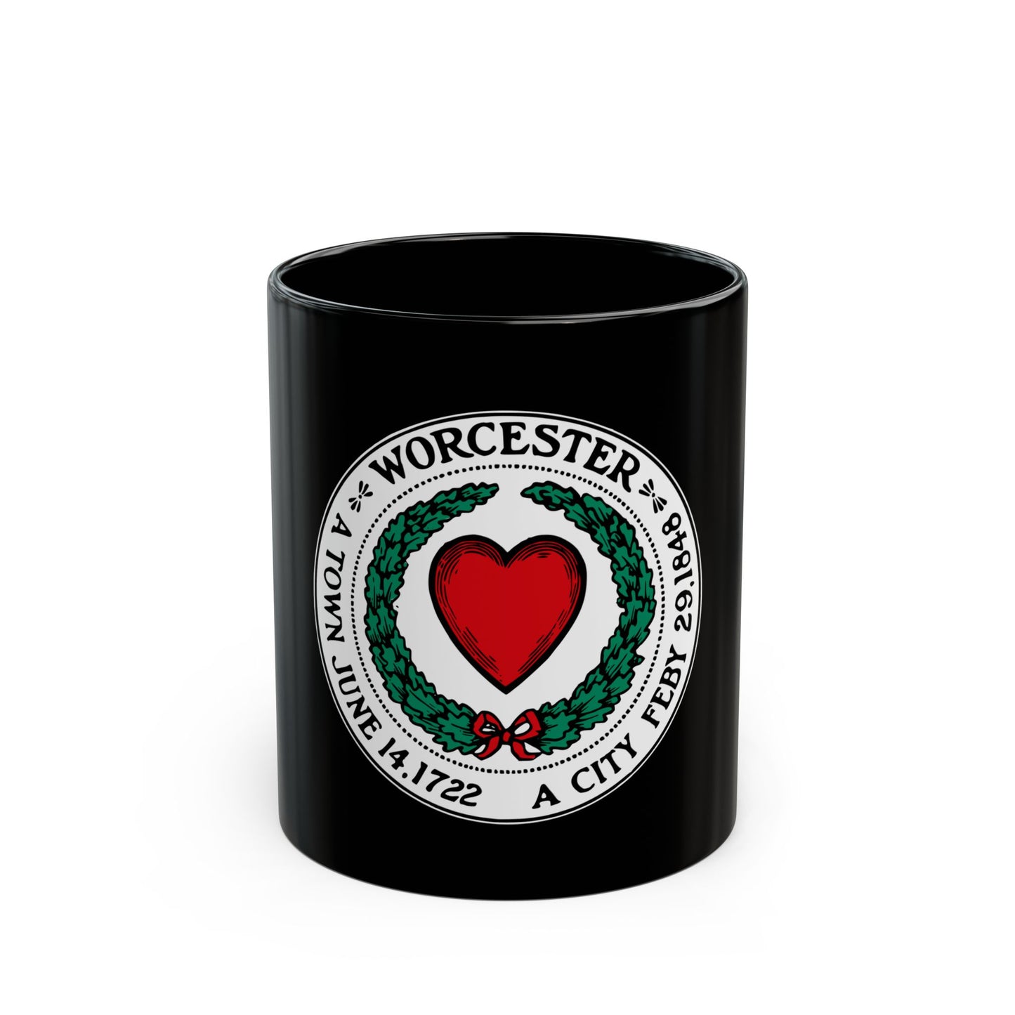 Seal of Worcester Massachusetts - Black Coffee Mug