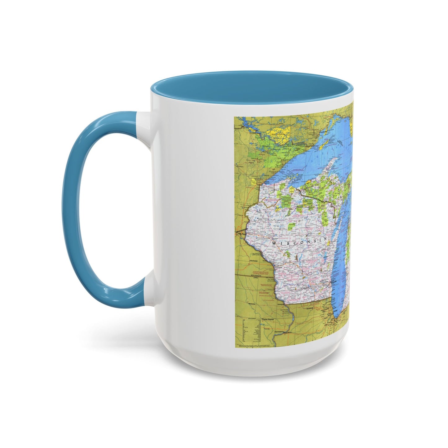 USA - Wisconsin, Michigan ,Great Lakes 1 (1973) (Map) Accent Coffee Mug