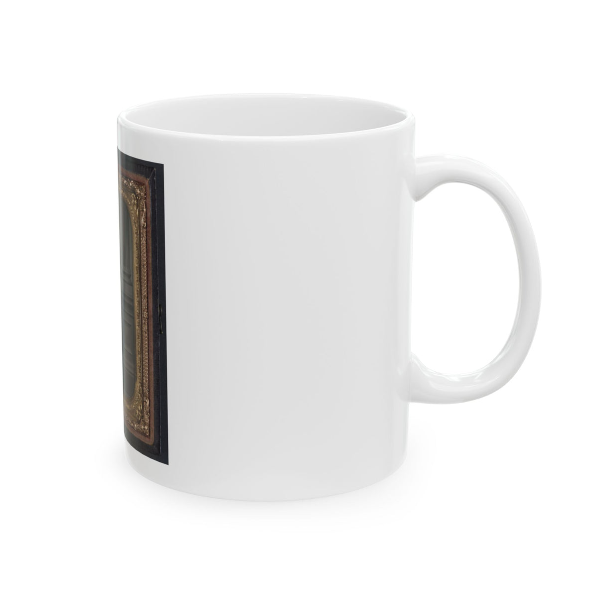 Unidentified Soldier In Union Uniform In Front Of Posing Stand And Leaning Against Column (U.S. Civil War) White Coffee Mug