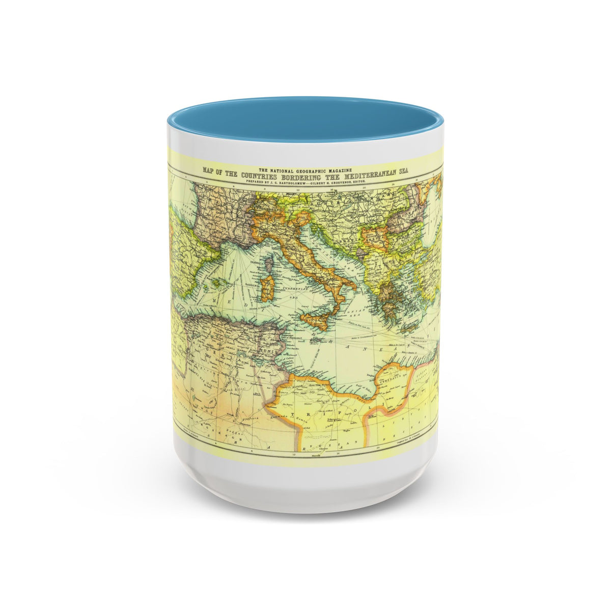 Mediterranean - Countries Bordering the (1912) (Map) Accent Coffee Mug