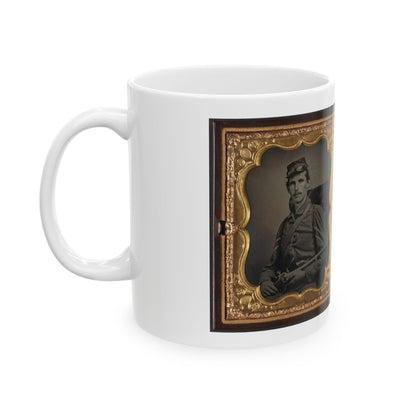 Two Unidentified Soldiers, Probably Brothers, In Union Corporal's And Private's Uniforms With Rifle Muskets And Revolvers (U.S. Civil War) White Coffee Mug