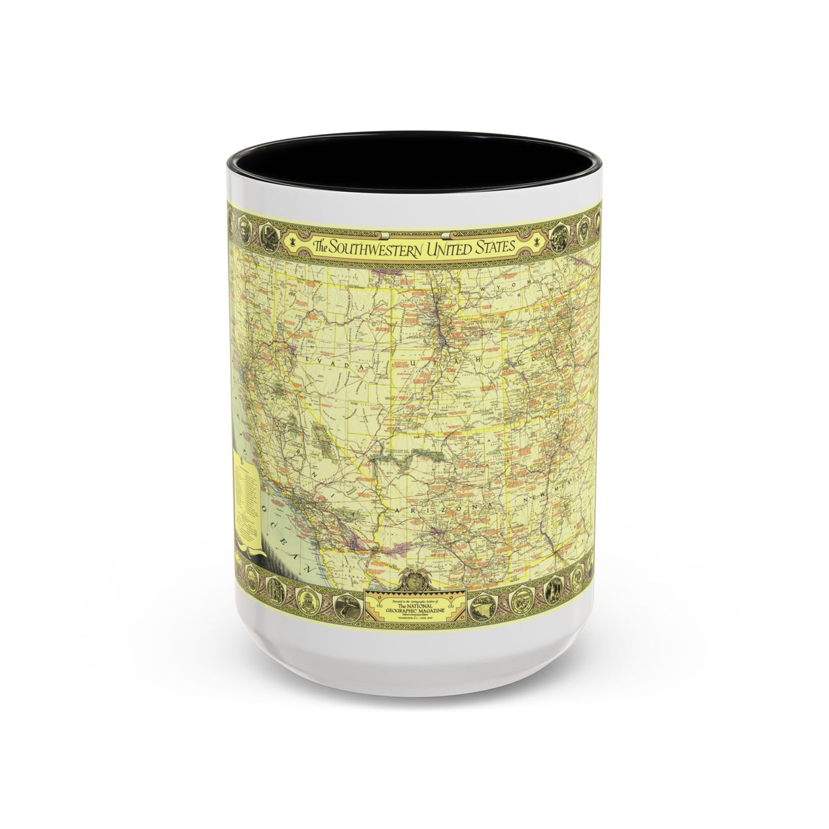 USA - Southwestern (1940) (Map) Accent Coffee Mug