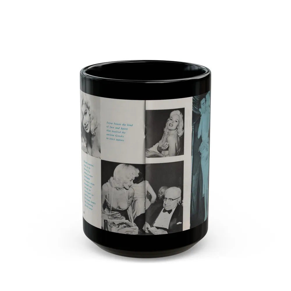 Jayne Mansfield #149 - Pose! Pocket Mag. July '58 - 4 B&W Photos (Vintage Female Icon) Black Coffee Mug-15oz-Go Mug Yourself