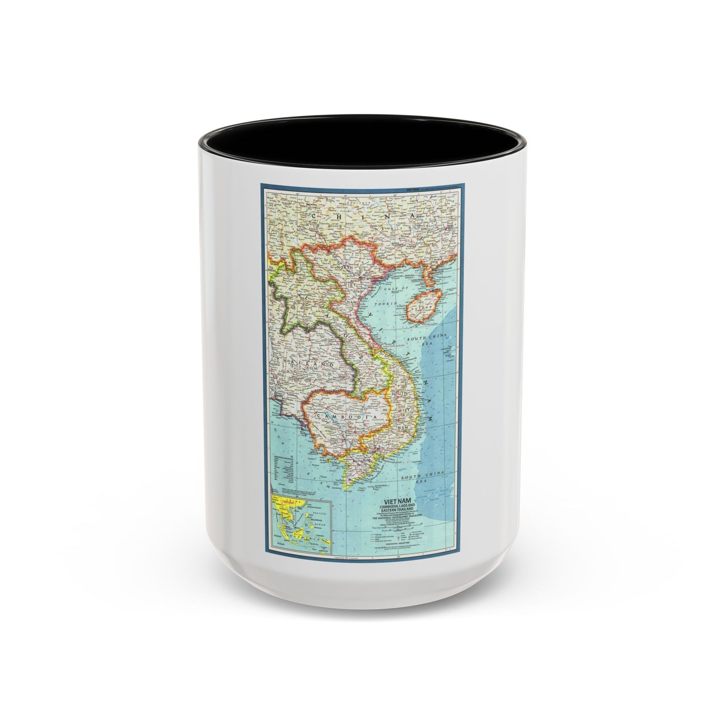 Asia - Viet Nam, Cambodia, Laos (1965) (Map) Accent Coffee Mug