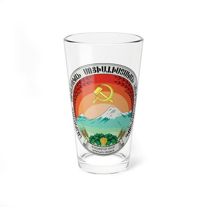 Emblem of the Armenian SSR 1922 (Armenia) (Coat of Arms) Pint Glass 16oz