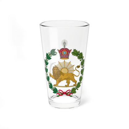Gold lion with a scimitar before a rising sun, set in a green laurel and oak wreath under a jewelled crown.