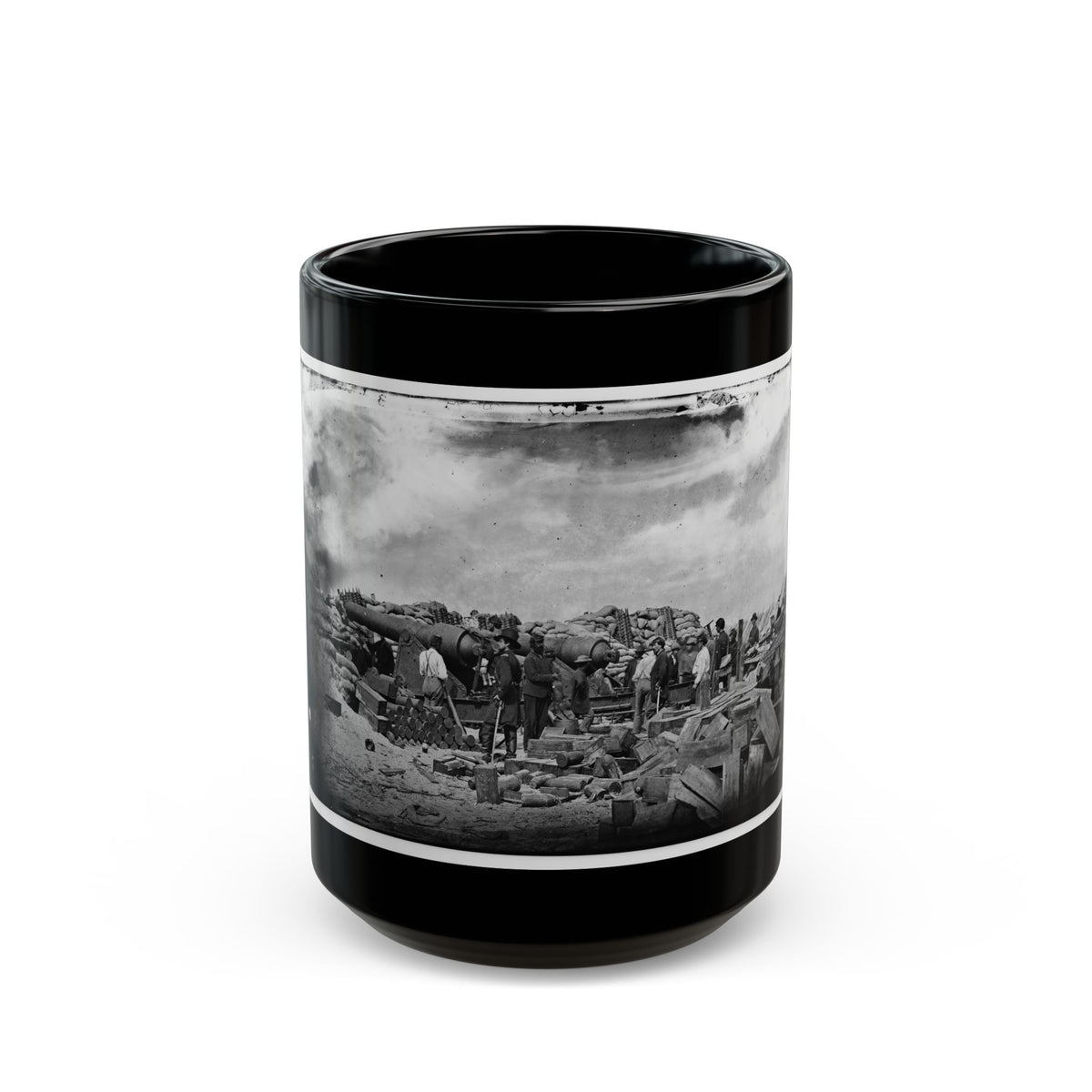 Morris Island, South Carolina. Battery Rosecrans. Three 100-Pounder Parrot Rifles. Breaching Battery Against Fort Sumter (U.S. Civil War) Black Coffee Mug