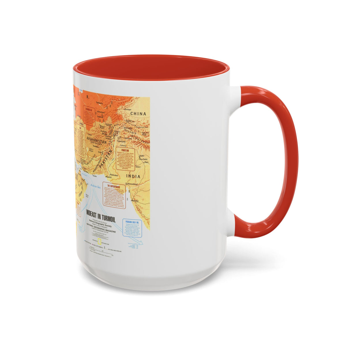 Middle East in Turmoil (1980) (Map) Accent Coffee Mug